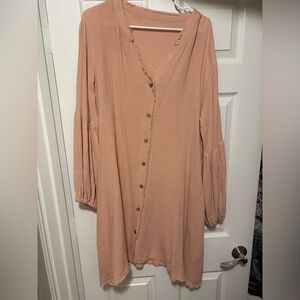 Pale Peach Button-Down Cover Up